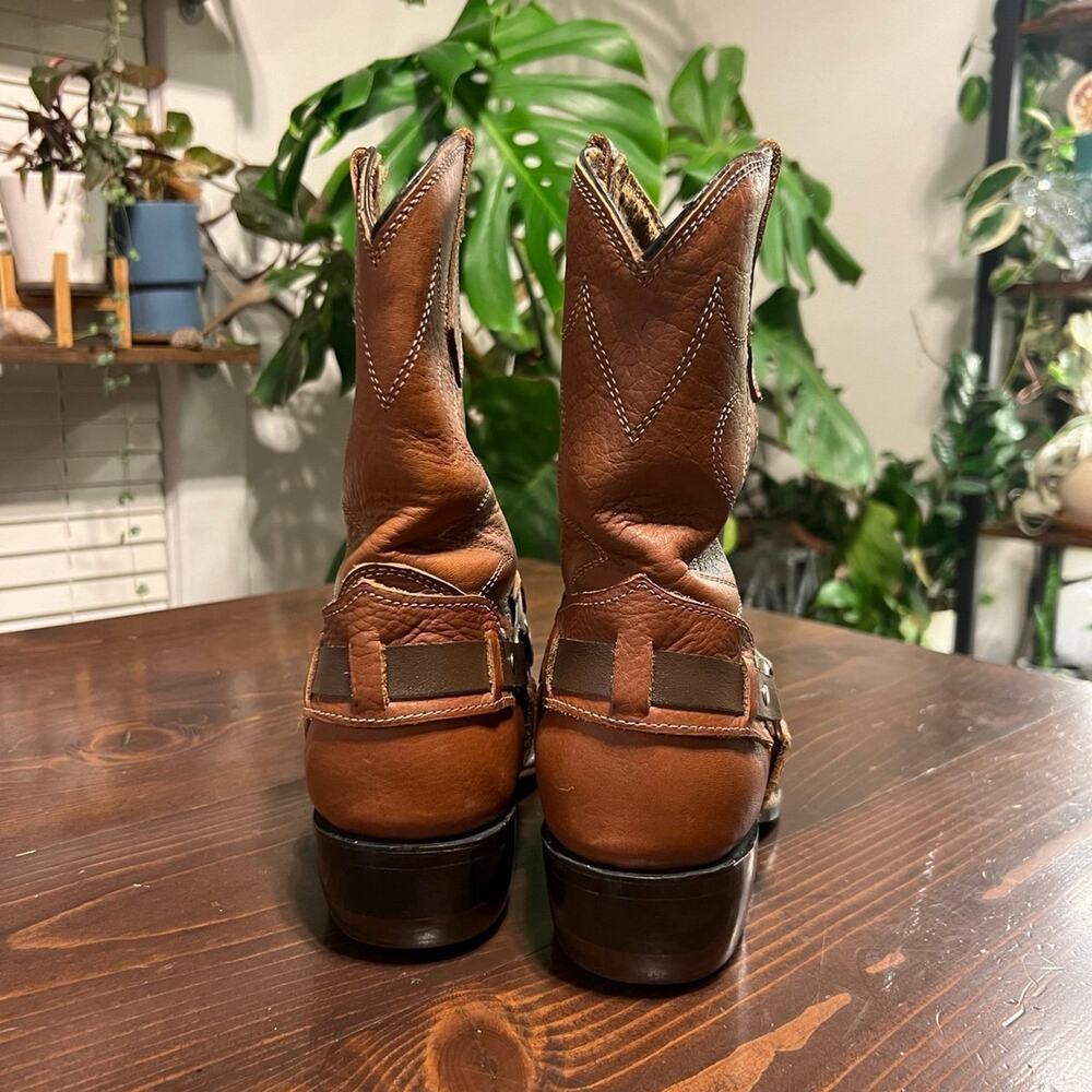 Vintage Vulcan Women’s Brown Leather Harness Cowboy Boots - Size 8.5 - Picture 5 of 7